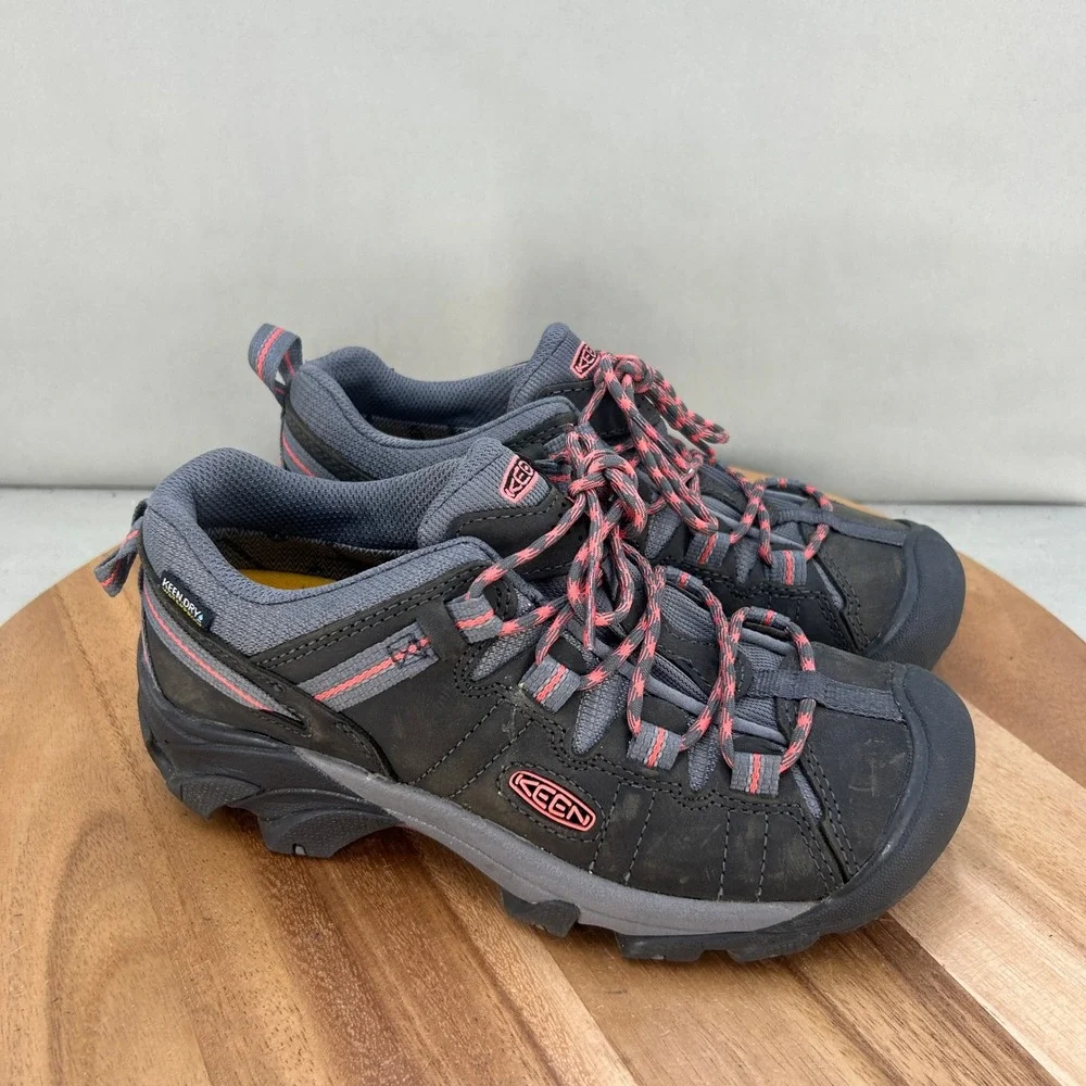 Keen Targhee II Low Hiking Shoes Womens 7 Gray Pink Leather Mesh Trail Outdoor